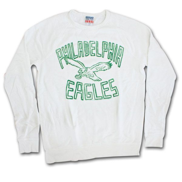 Junk Food Clothing Eagles Throwback Helmet Crew Sweatshirt M