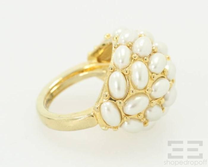 Kenneth J Lane Gold Pearl Cluster Ring Size 6