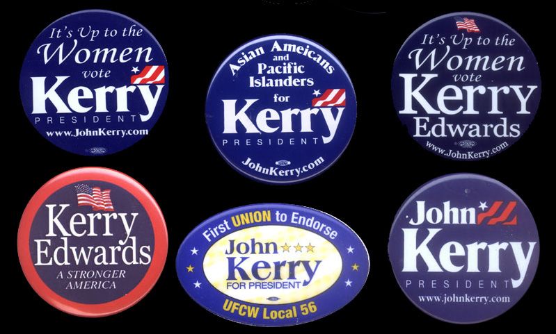 Kerry Political Buttons RARE Union Button