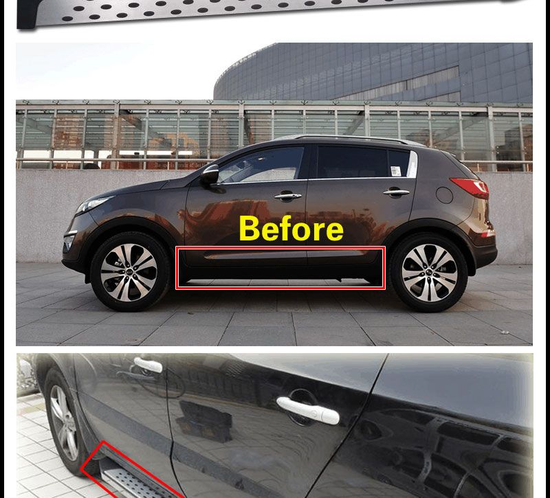 For 2011 2012 Kia Sportage R Side Step Step Running Board Aluminum