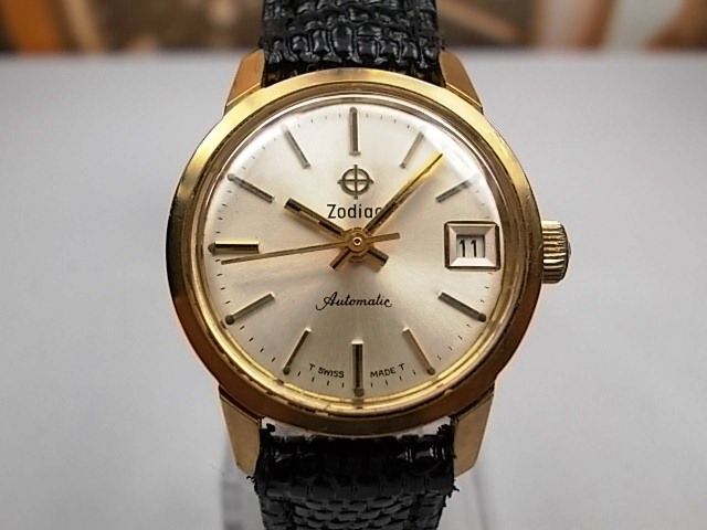 Zodiac Date Gold Plated Automatic Ladies Watch
