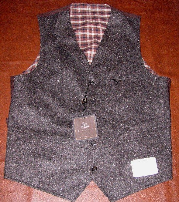 New Mens Kroon Rose Vest 40R $180 Wool Silk Gray
