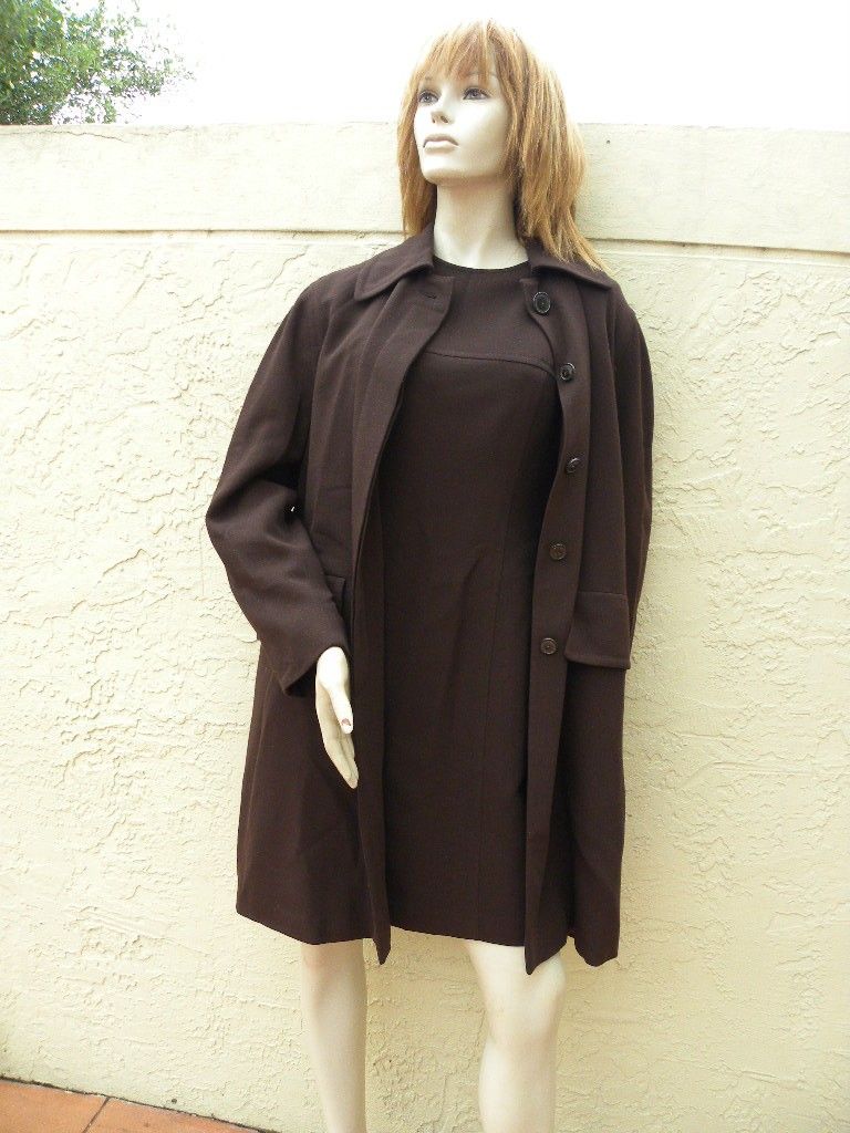 Lida BADAY 100 Wool Brown Dress Coat Suit Sz 6