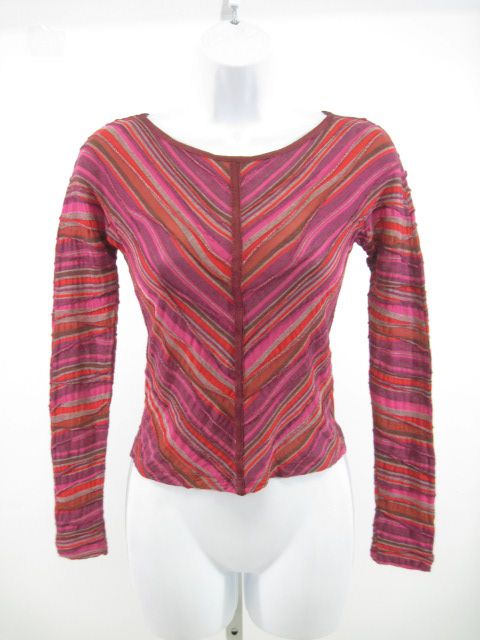 Missoni Red Pink Striped Long Sleeve Crop Top Sz S