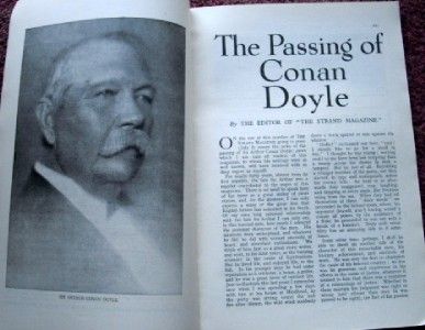 Strand Magazine September 1930 Conan Doyle Obituary & A Scandal in