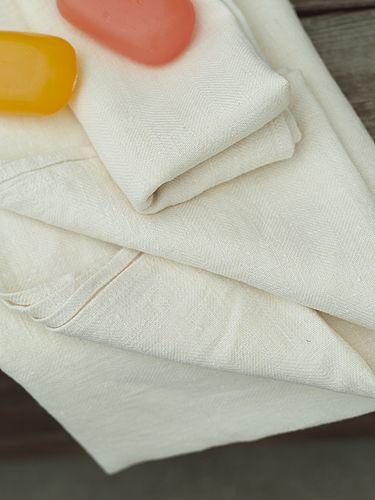 Vintage Cream Linen Huckaback Bath Towel 100x150cm New