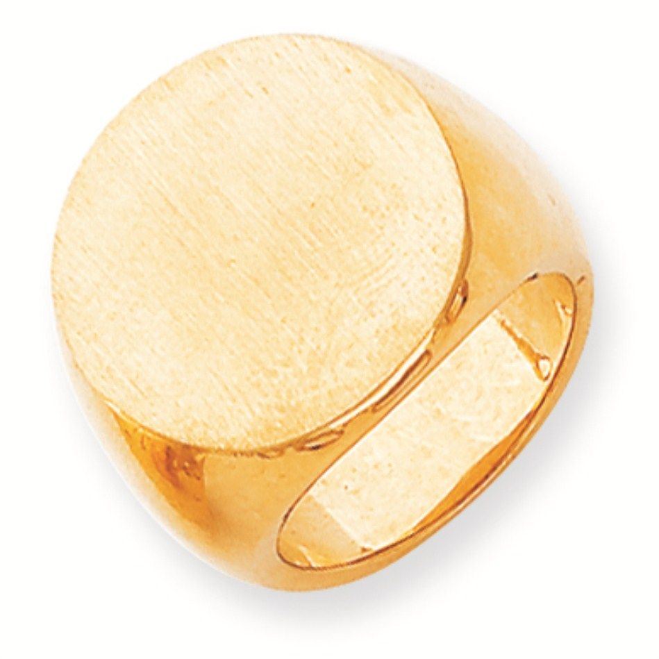 Large Polished Yellow Gold Oval Engraveable Mens Signet Ring