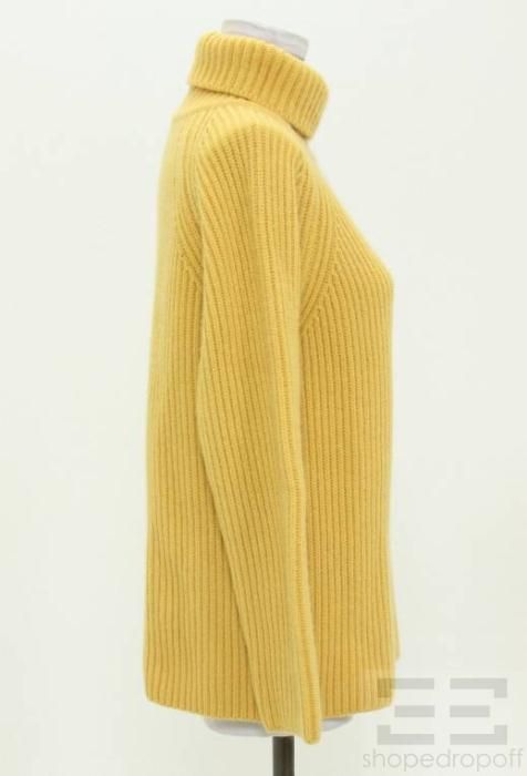 Michael Kors Golden Yellow Ribbed Cashmere Turtleneck Sweater Size 3