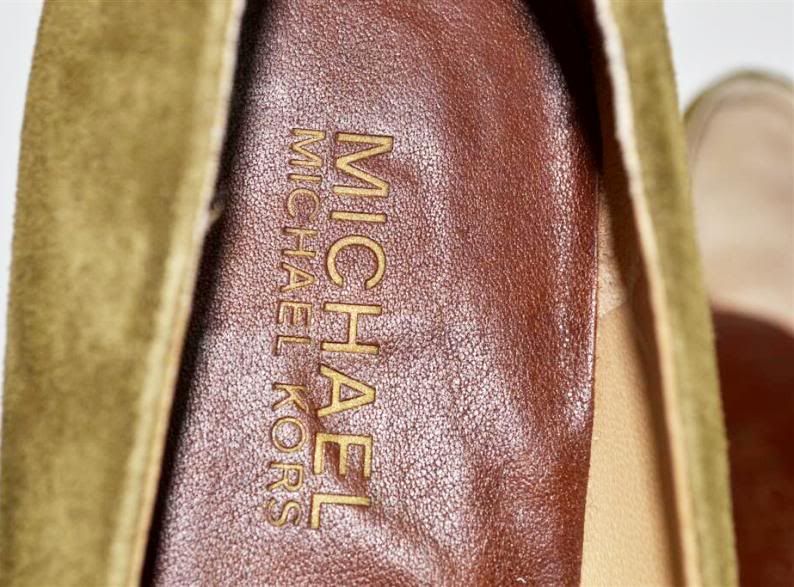 Michael Kors Green Suede Brown Leather Flats Shoes 10