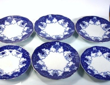 Antique Flow Blue Dining Plates Ford Co Lonsdale