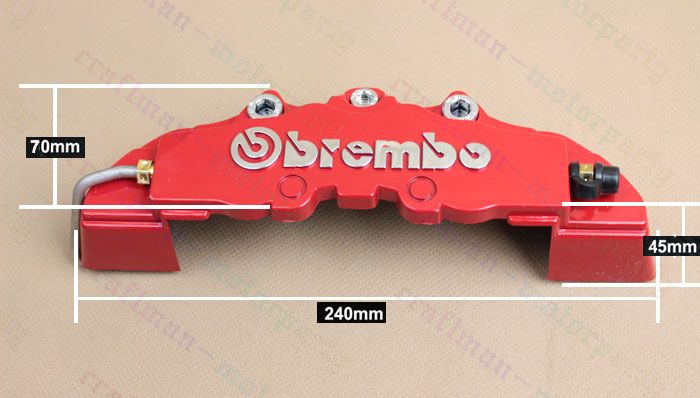 Front Universal Disc Brake Calipers Cover Brembo Style Medium Red 3D