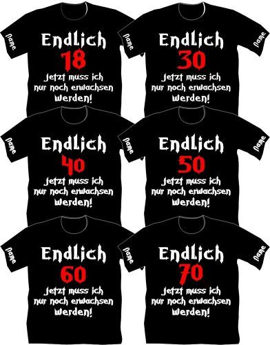 Geburtstag T Shirt Endlich 18 Motiv 12 Funshirt + Name
