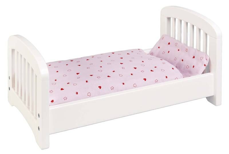 Goki Puppenbett weiß 54 cm Bett Holzbett Holz NEU