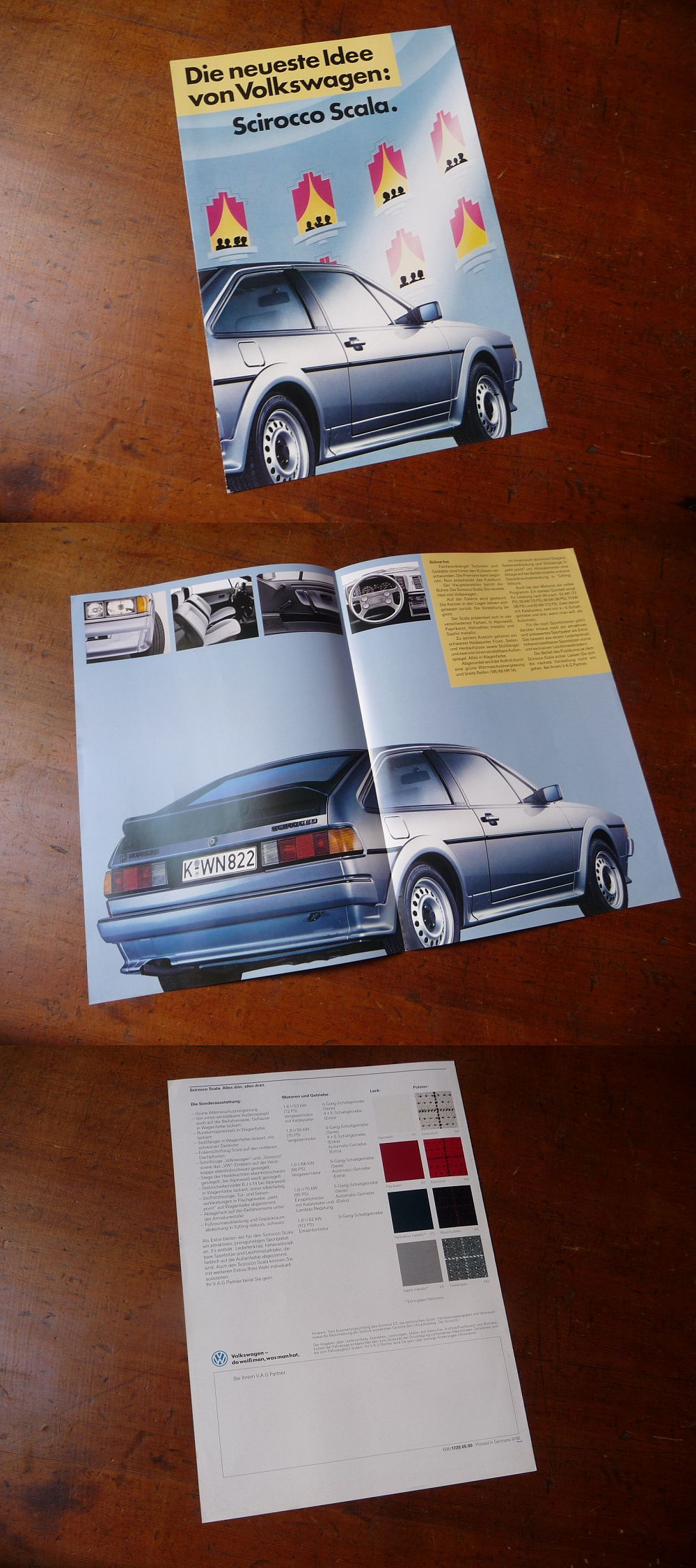 Prospekt broschure Werbung Auto Scirocco Scala VW Volkswagen 1986