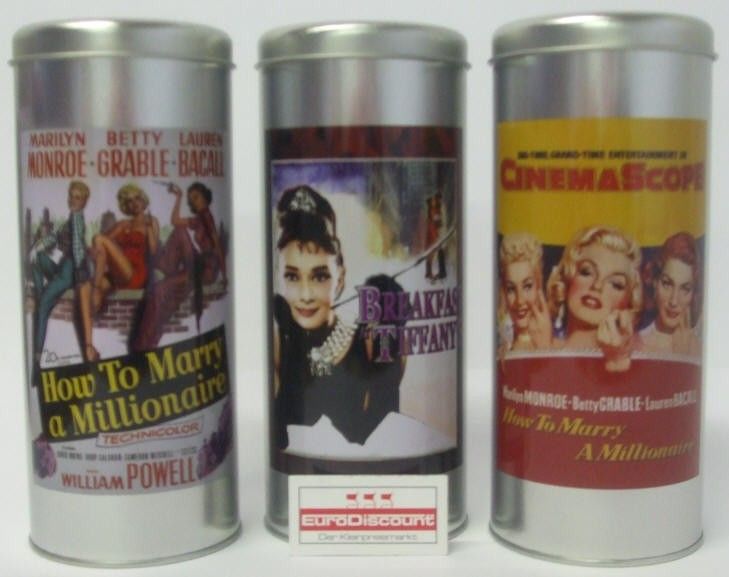 Kaffeepad Dose Kaffeedose Kaffee Nostalgie Marilyn Monroe Hepburn 3