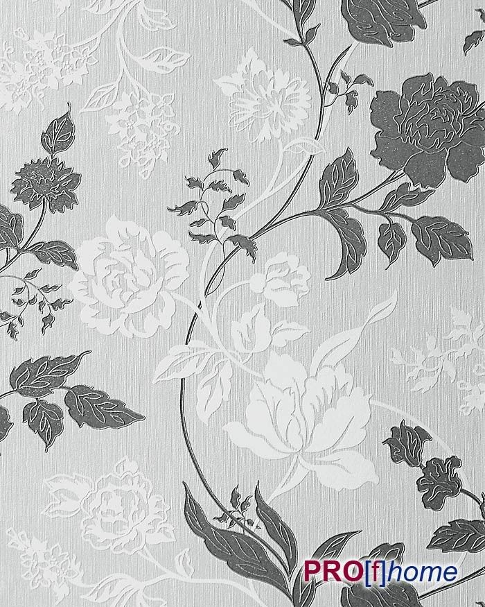Design Floral Blumen Tapete Hell Grau Weiß 116 26 EDEM