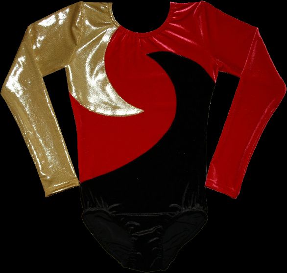 Turnanzug Gymnastikanzug Samt schwarz rot gold 116 170