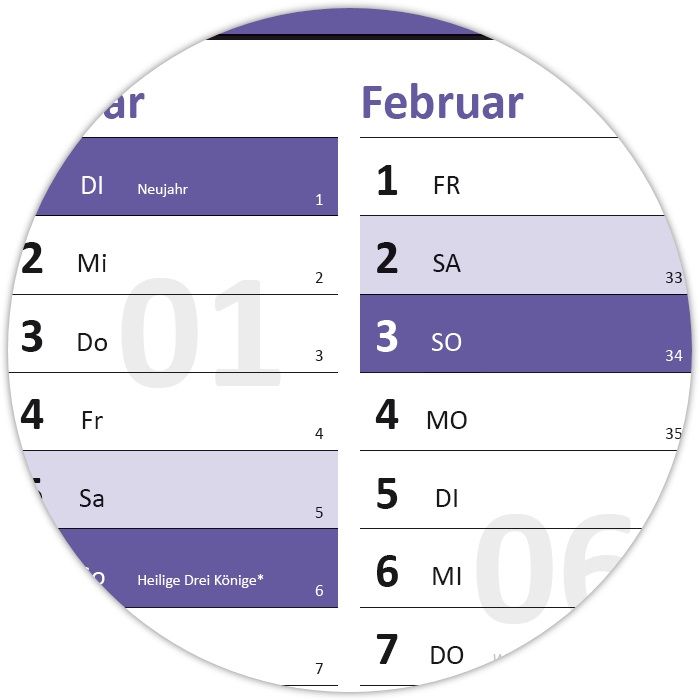 XL Wandkalender   Wandplaner 2013 violett im großen DIN A1 Format