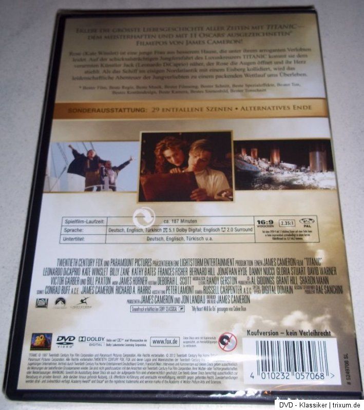 Titanic   Leonardo DiCaprio   Kate Winslet   DVD   Kein Import