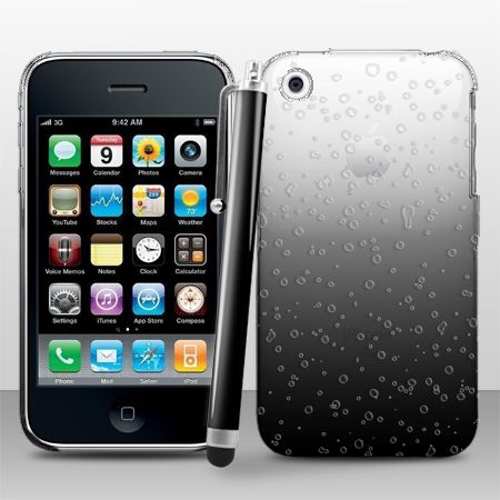 3D Regen Tropfen Hard Case Cover Für Apple iPhone 3G/3GS + Stift