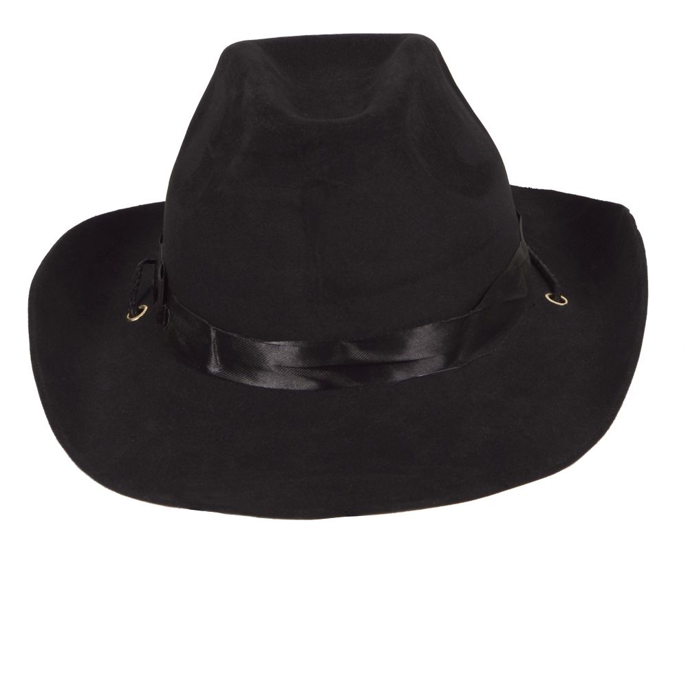 Black Felt Satin Band Cowboy Villain Outlaw Stetson Accessory Hat
