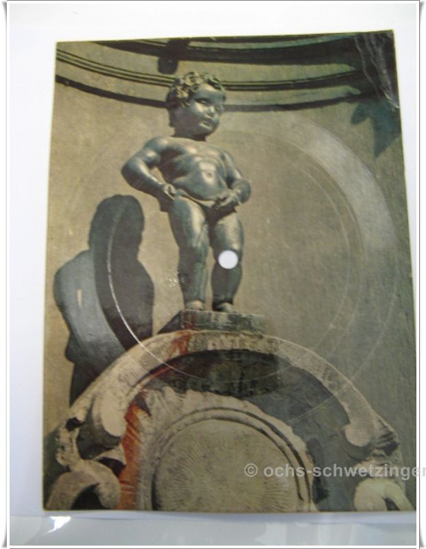 Postkarte sehr altes Motiv Schallplatte Brüssel Manneken Pis. (P465