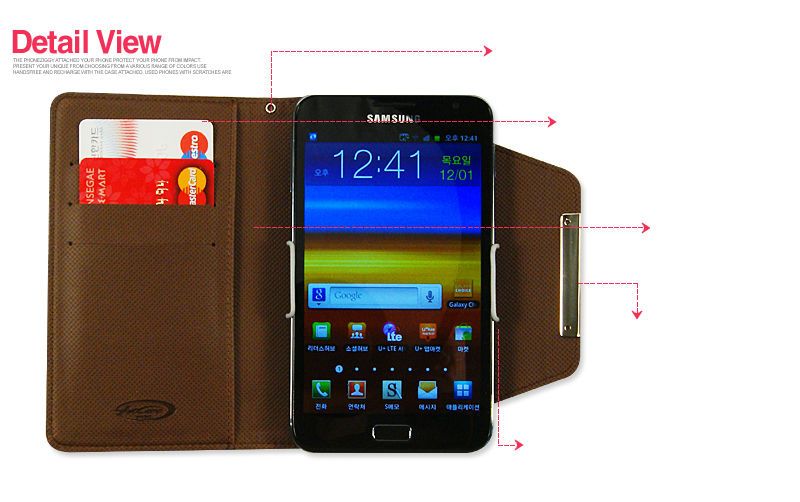 Samsung Galaxy Note GT N7000 i9220 Neo Diary Card Wallet TASCHE Hüll