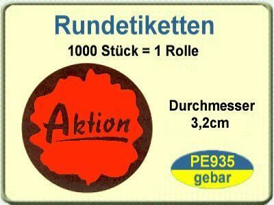 PE935/2= 2.000 Werbeetiketten  AKTION  rund 32mm/0,4